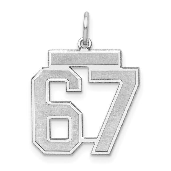 Sterling Silver, Jersey Collection, Medium Number 67 Pendant - Picture 1 of 5